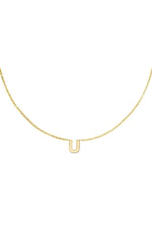 Stainless steel necklace initial U Gold h5 